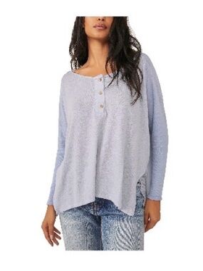 FREE PEOPLE We The Free Soft Blue Knit Top